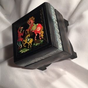 Russian Palekh box hinged footed